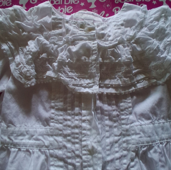 🎀Burberry Girls White Eyelet Ruffles Dress Size 6 Mint Condition & FREE GIFT - Picture 8 of 11